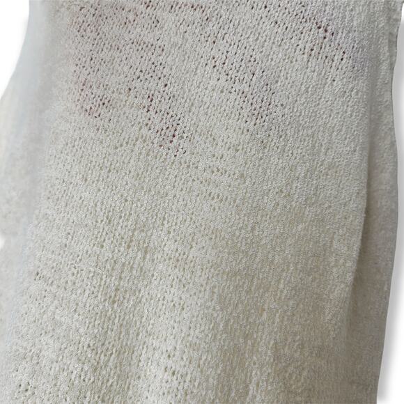 Blue Pepper Knit Acrylic Peplum Crop Top Tank Top Cream Women Sz L - Picture 5 of 7